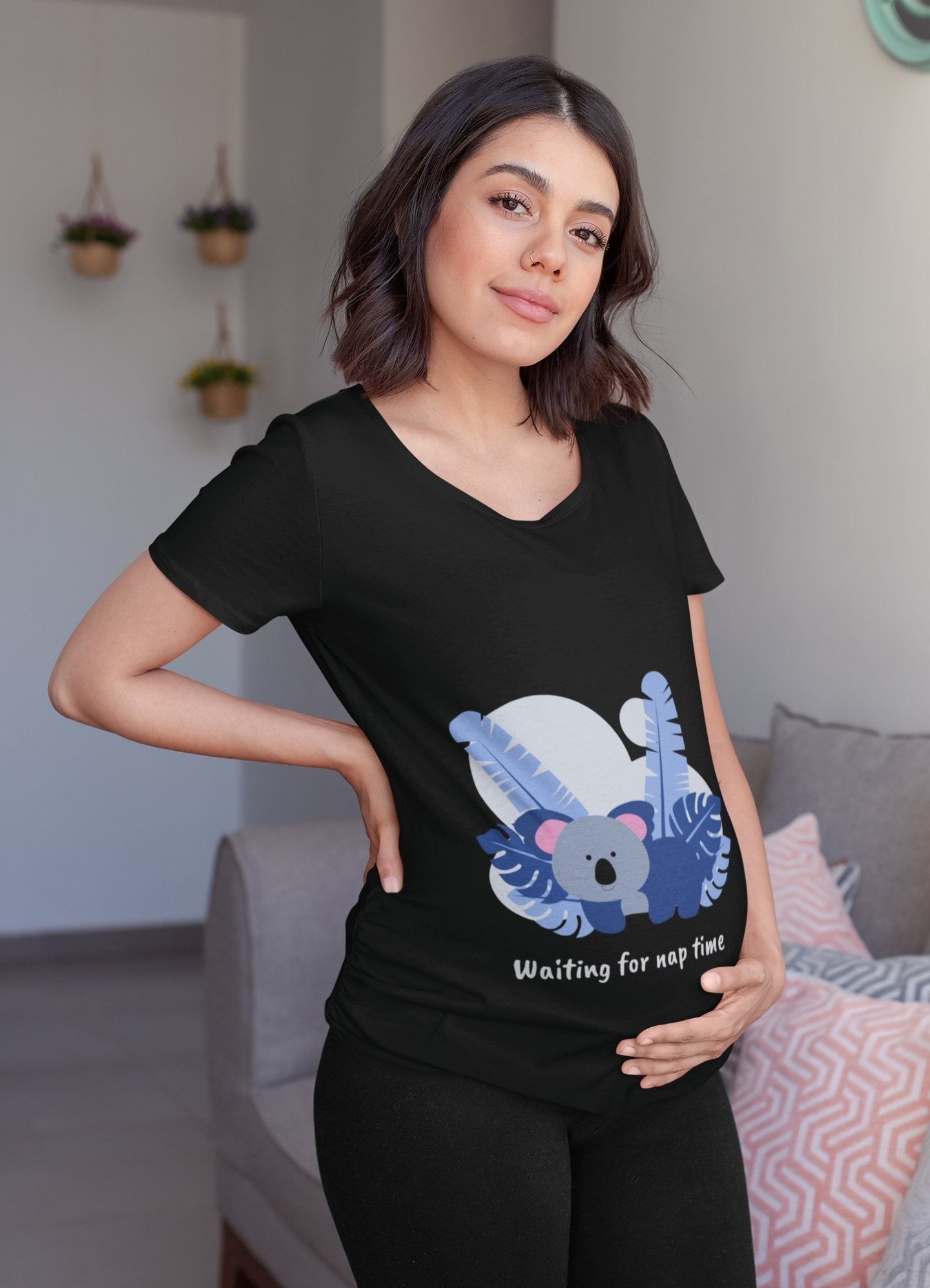 thelegalgang,Koala Waiting for Nap Time Graphic Maternity T shirt,WOMEN.