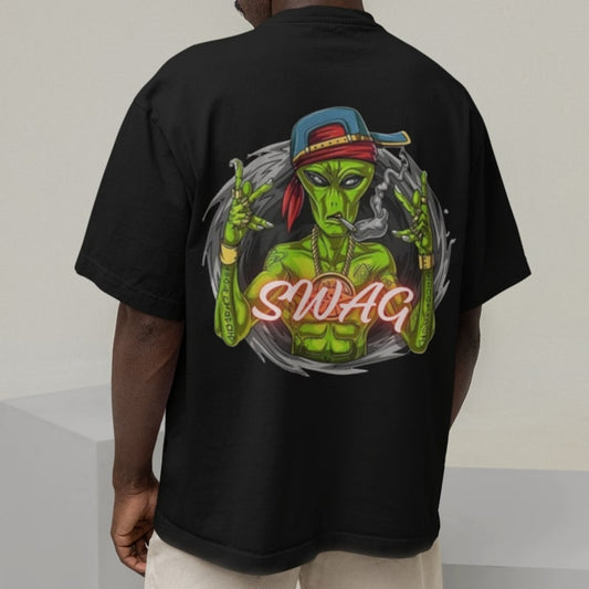 Rap God - Alien Design Back Print Oversized T-Shirt