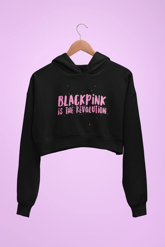 thelegalgang,Black Pink Revolution Graphic Crop Hoodies,.