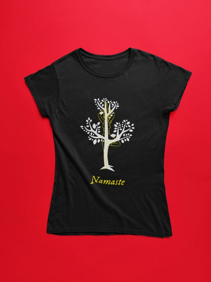 thelegalgang,Namaste Yog Tree Design Yoga T shirt for Women,WOMEN.