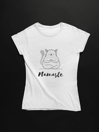 thelegalgang,Cat Namaste pose Design Yoga T shirt for Women,WOMEN.