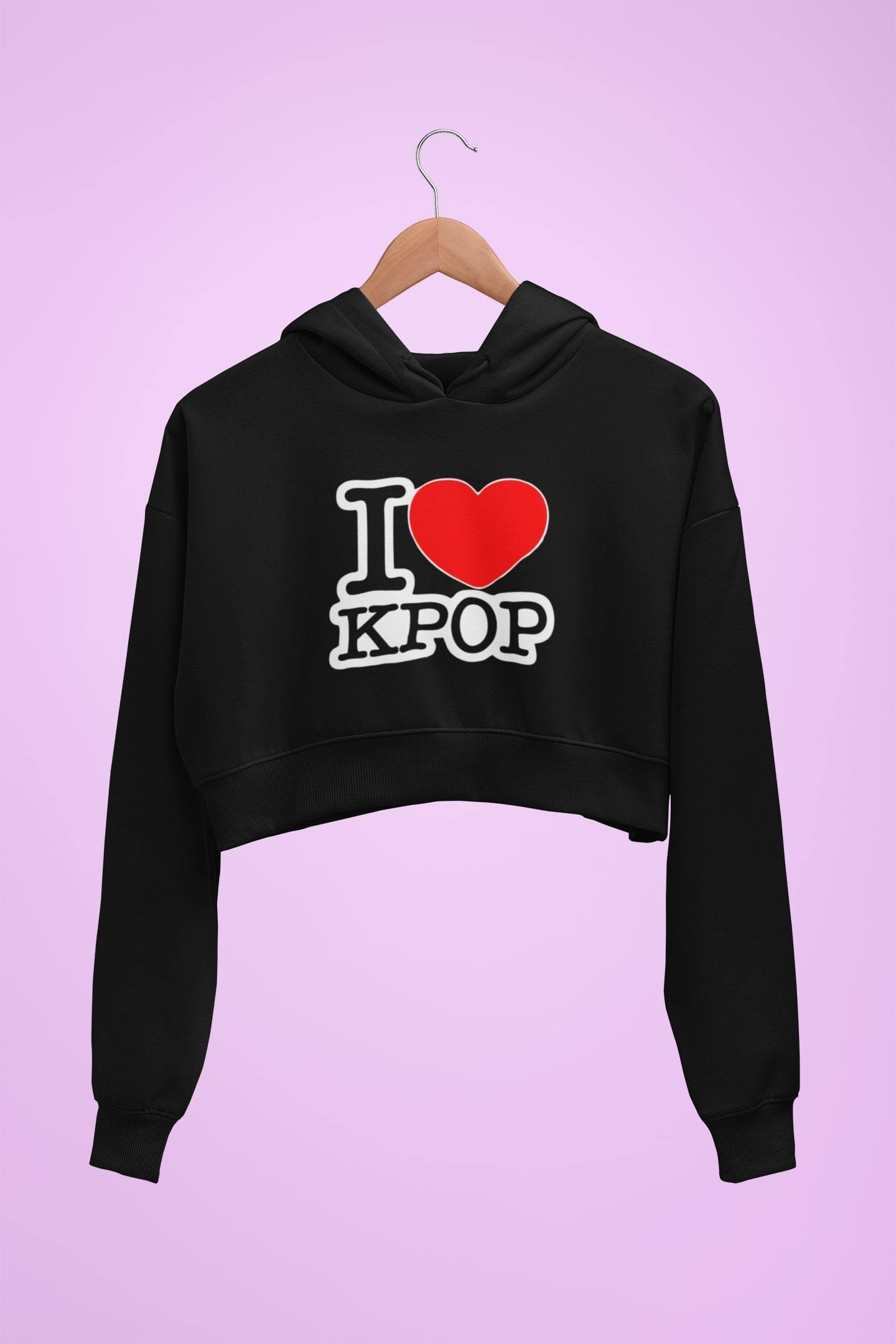 thelegalgang,I Love K-POP Graphic Crop Hoodies,.